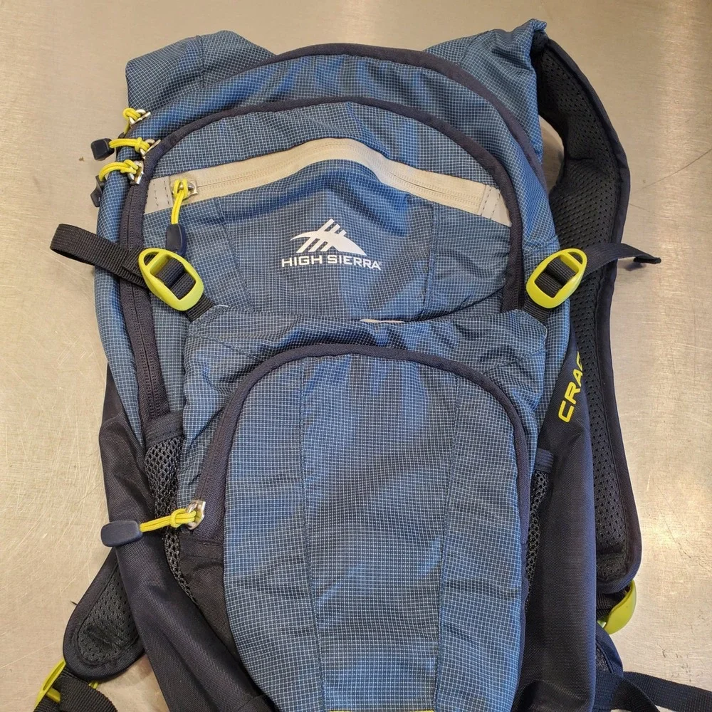 High Sierra Cragin Hydration Pack Backpack Blue Lime Green Hiking Outdoors